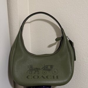 Coach Green Leather Hobo Bag with Carriage Design